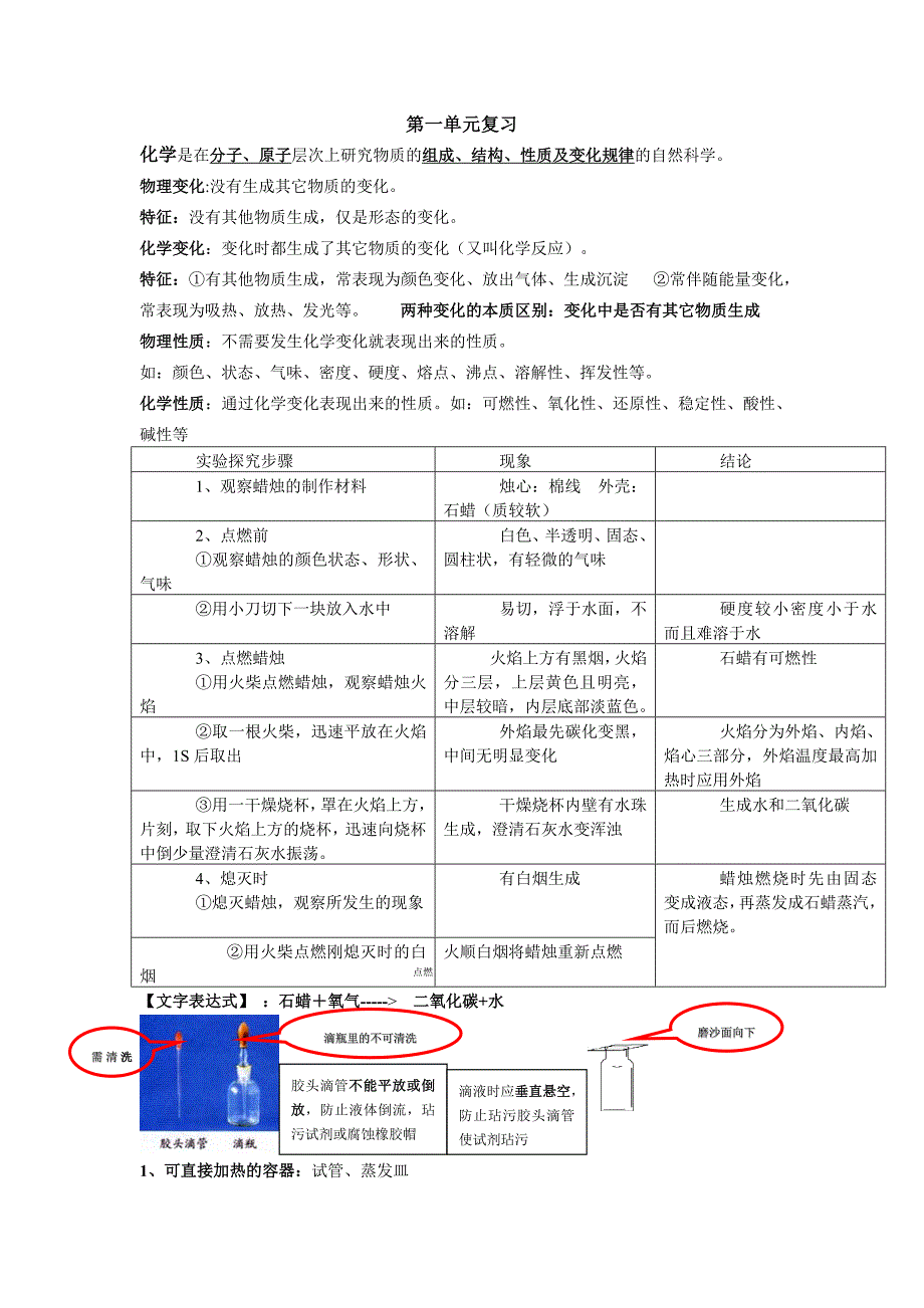 九年级化学第一单元复习_第1页