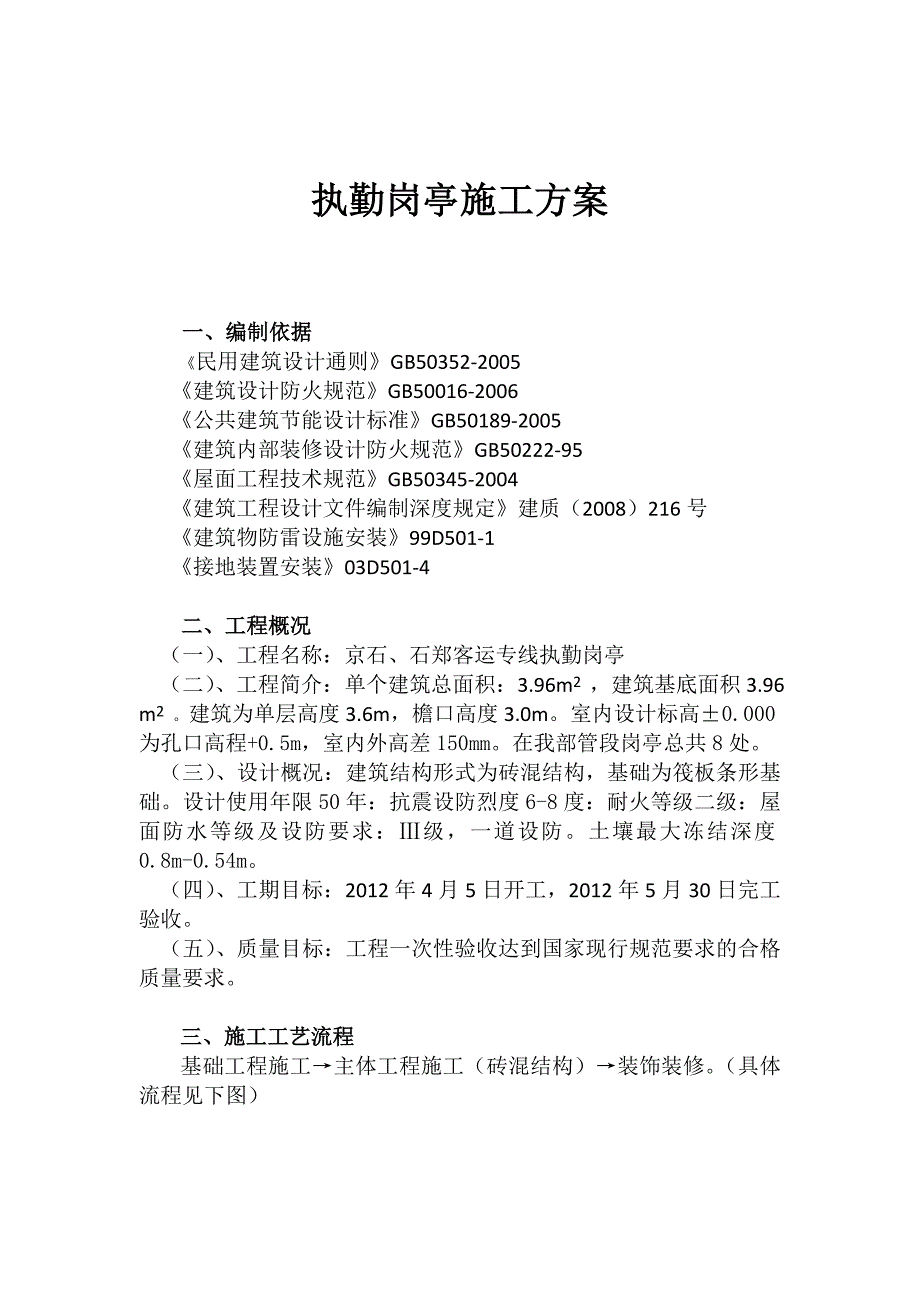 铁路执勤岗亭施工方案_第1页