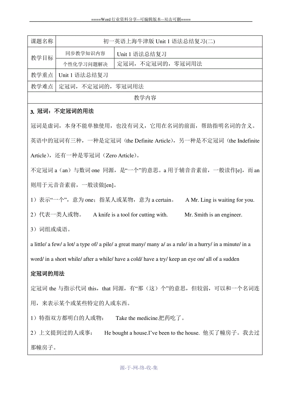 初一英语上海牛津版Unit-1语法总结复习(二)_第1页