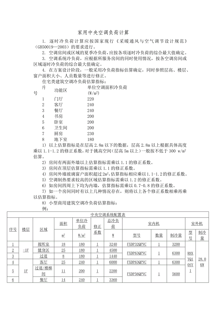 家用中央空调负荷计算_第1页