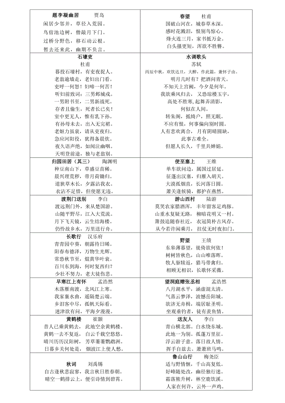 初中生必背古诗100首_第2页