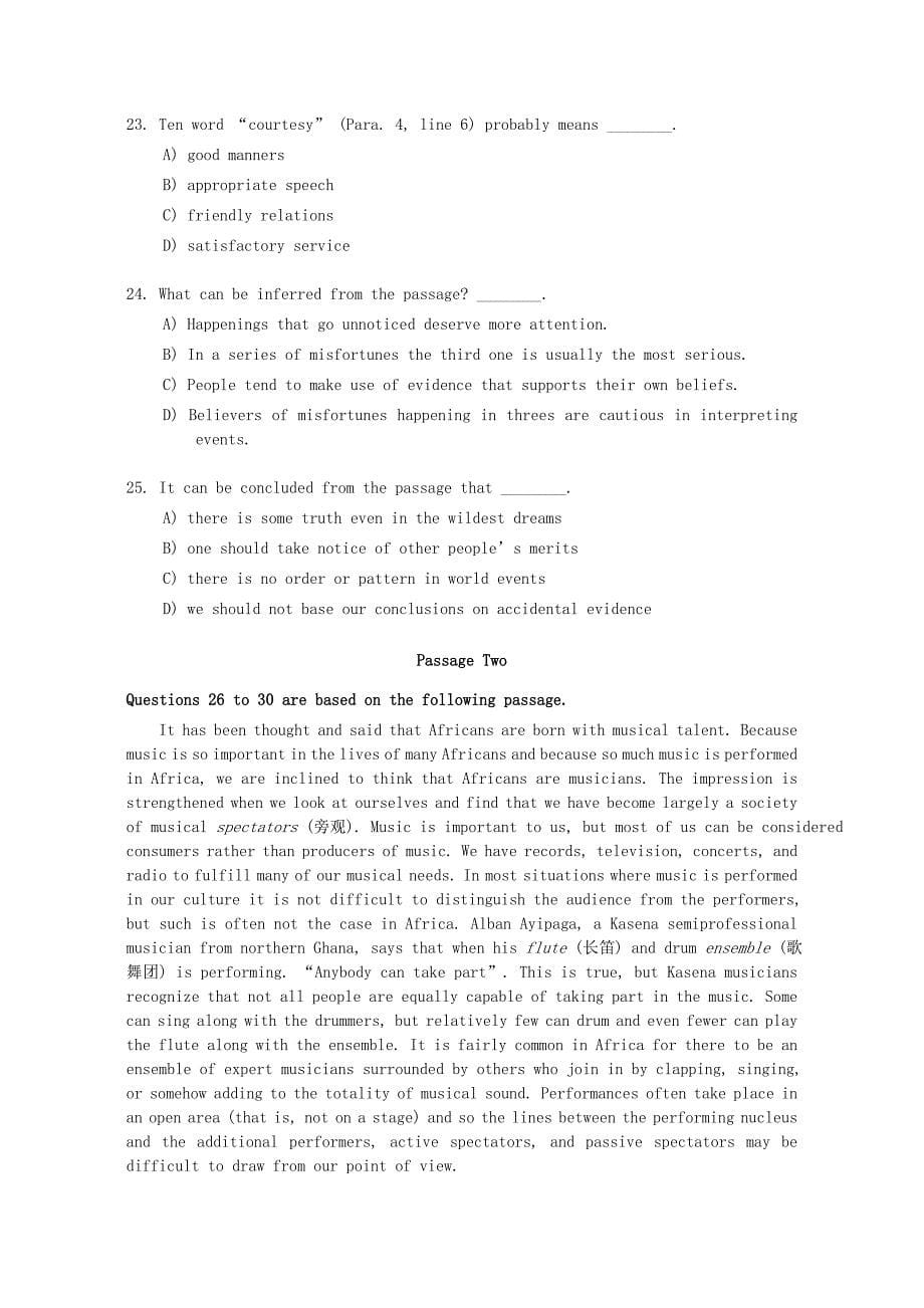 1995年1月英语四级真题及答案_第5页