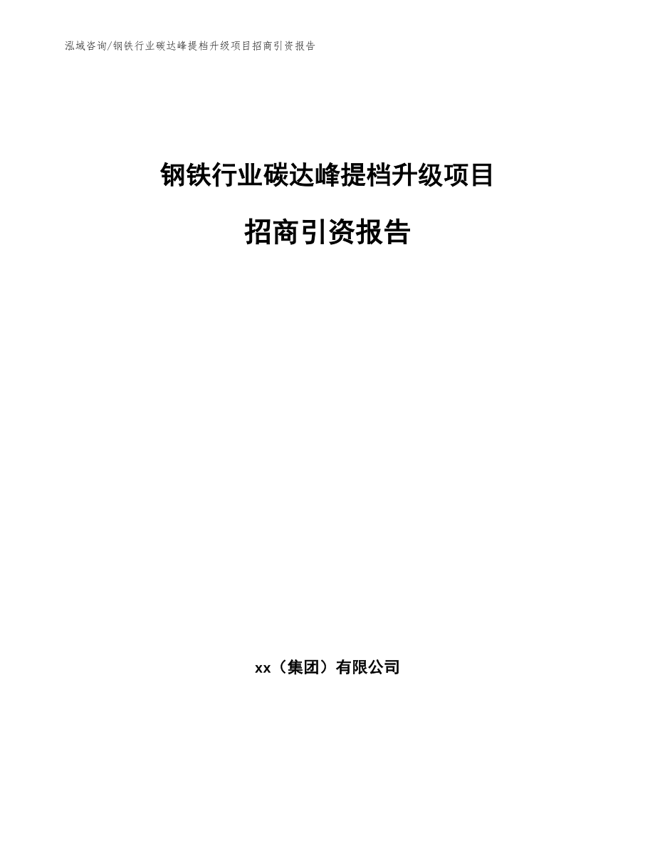 钢铁行业碳达峰提档升级项目招商引资报告【模板范文】_第1页