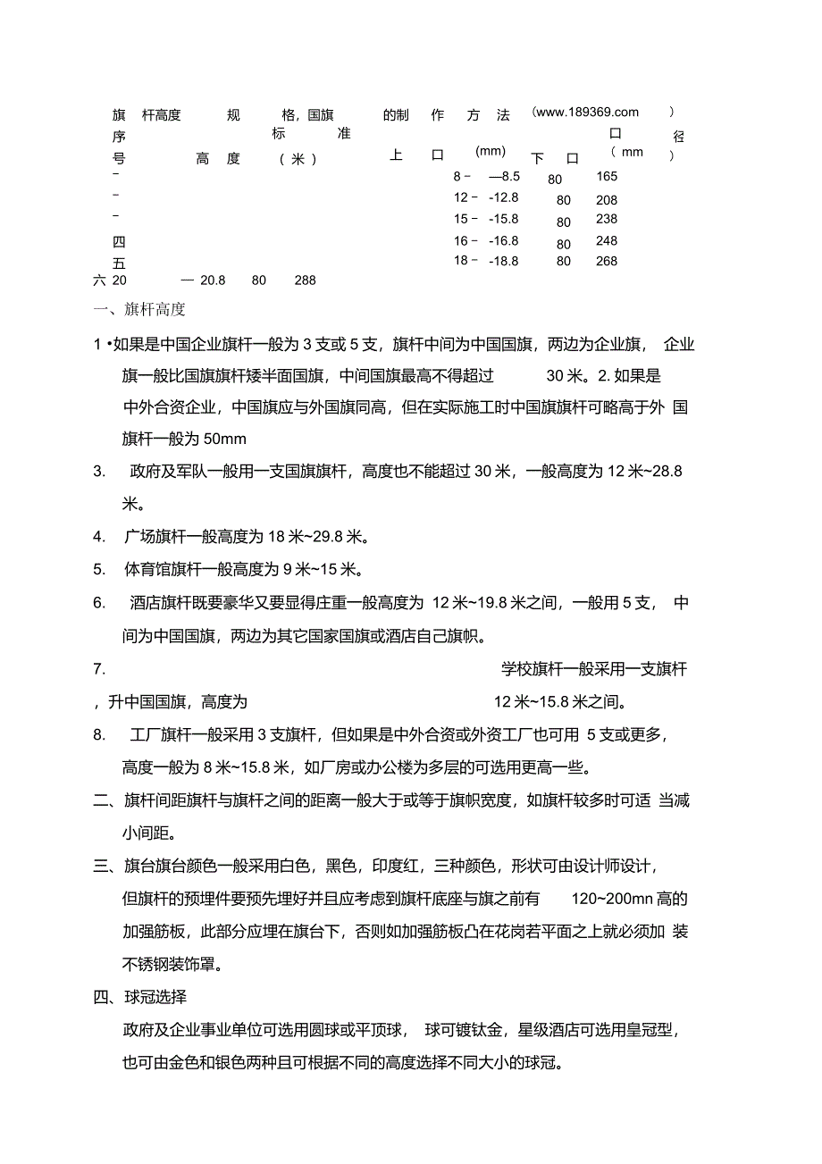 旗杆高度规格国旗的制作方法_第1页