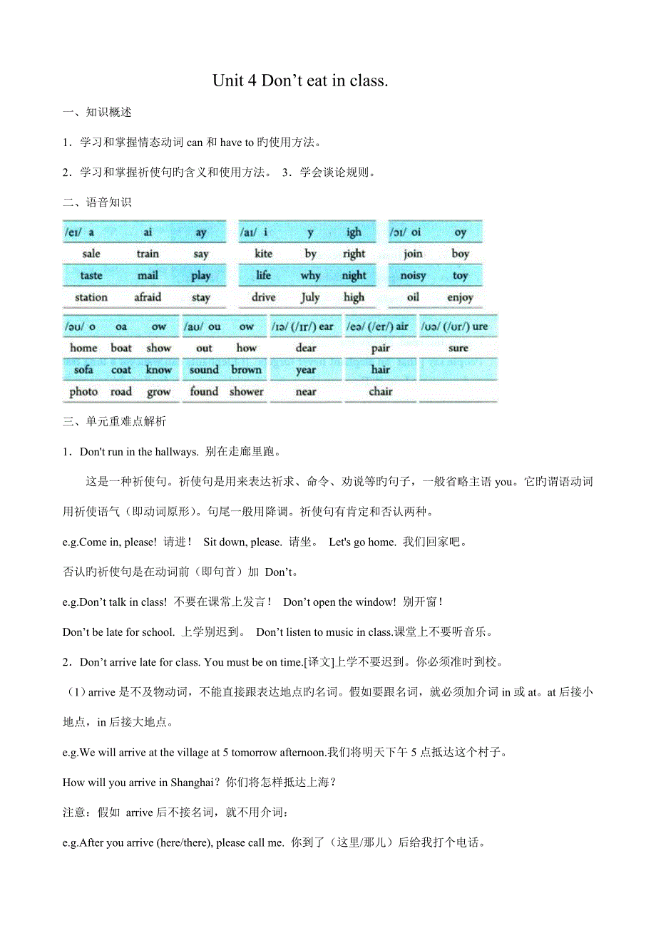 Unit 4 Don’t eat in class._第1页