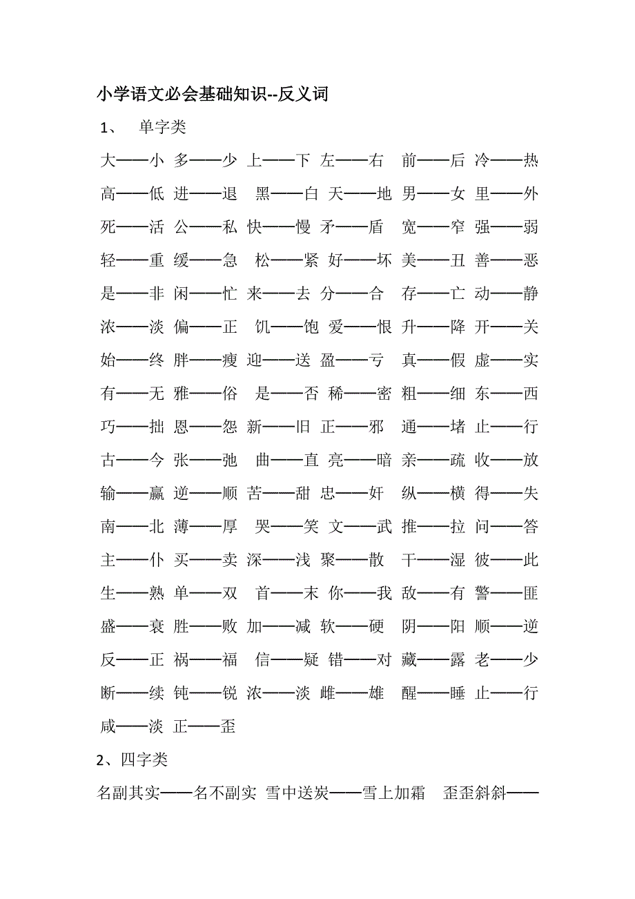 小学语文必会基础知--反义词.docx_第1页