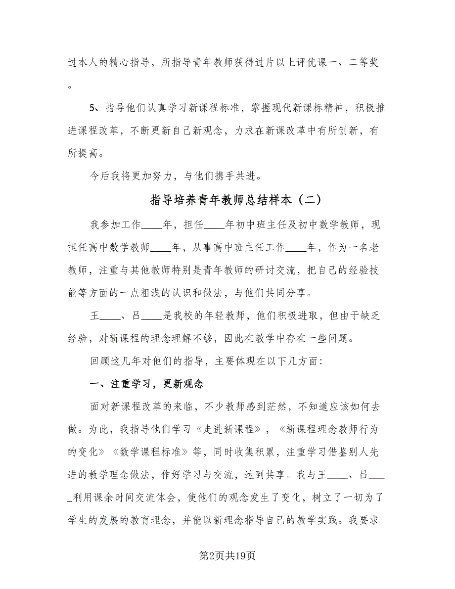 指导培养青年教师总结样本（九篇）.doc_第2页