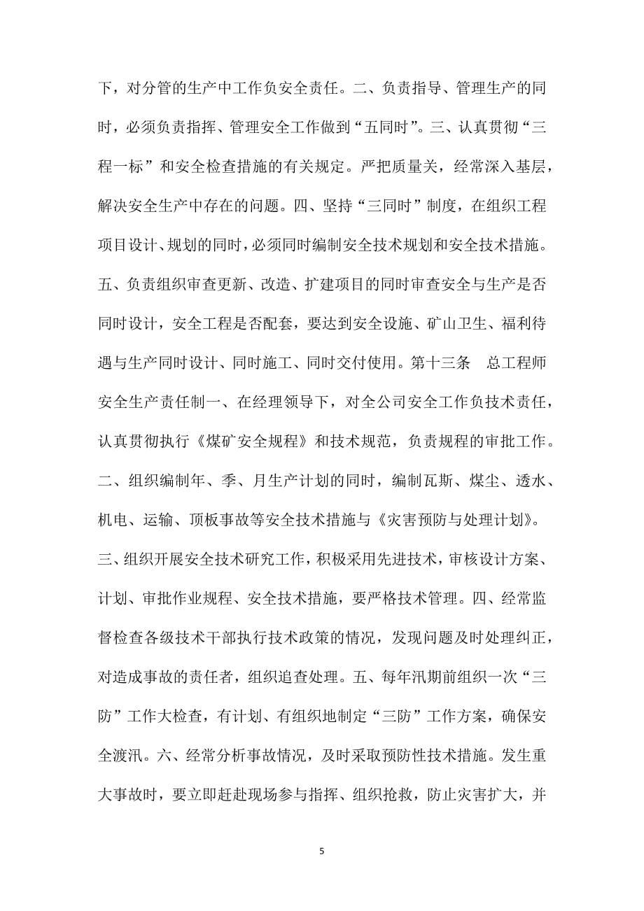 哈尔滨市煤炭工业公司安全生产责任制制度（讨论稿）.doc_第5页