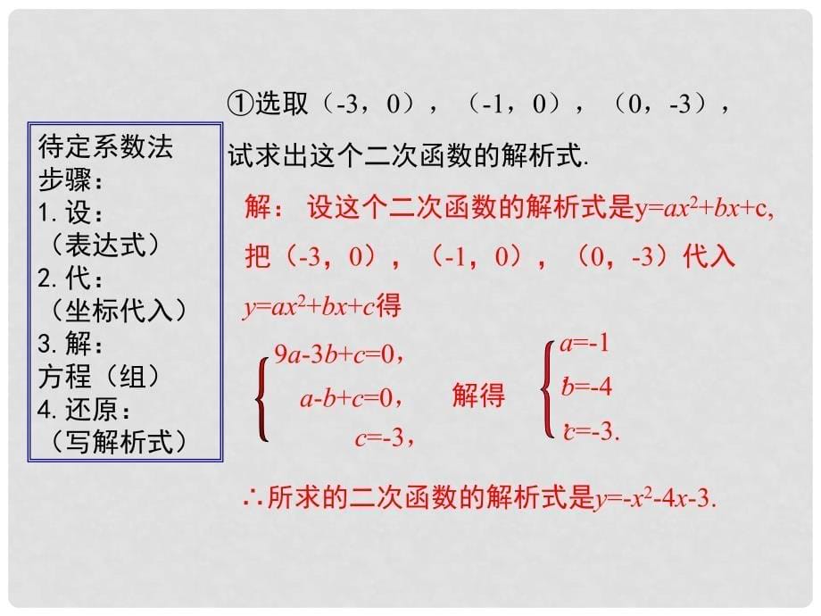 九年级数学下册 26.2.3 求二次函数的表达式课件 （新版）华东师大版_第5页