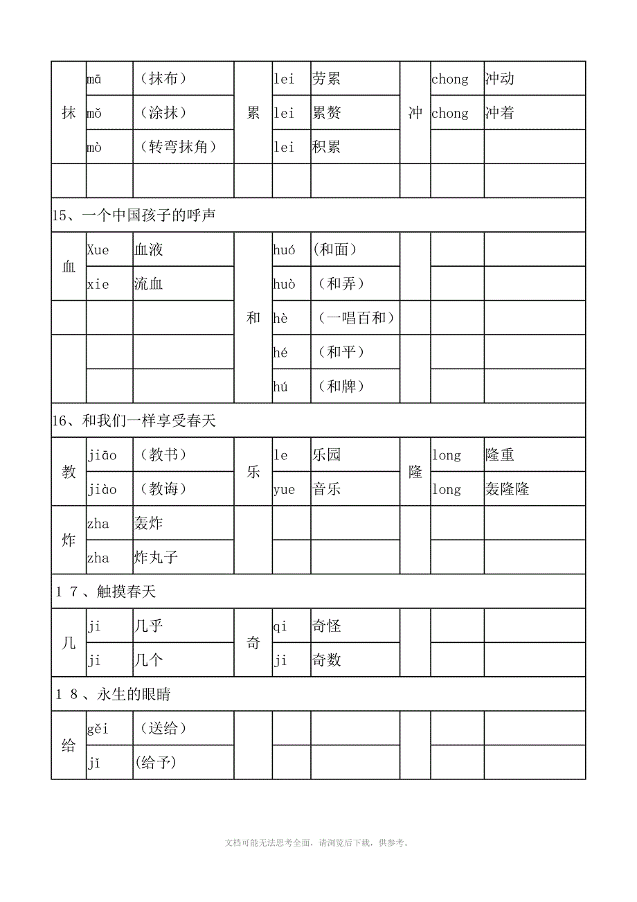 四年级下册多音字按课文分_第4页