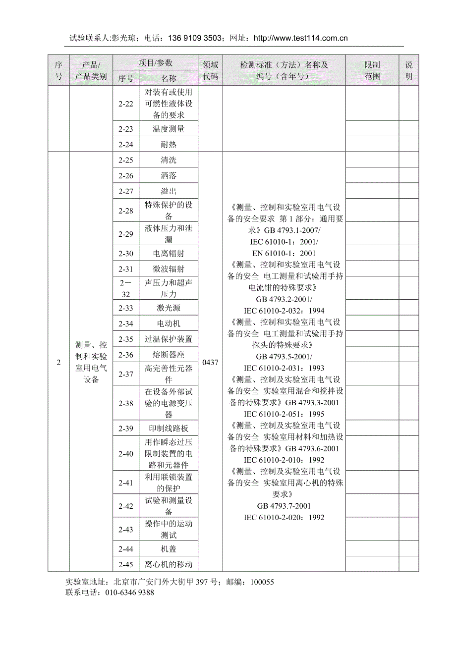 北京机械工业仪表所可靠性与电磁兼容实验室认可范围.doc_第4页