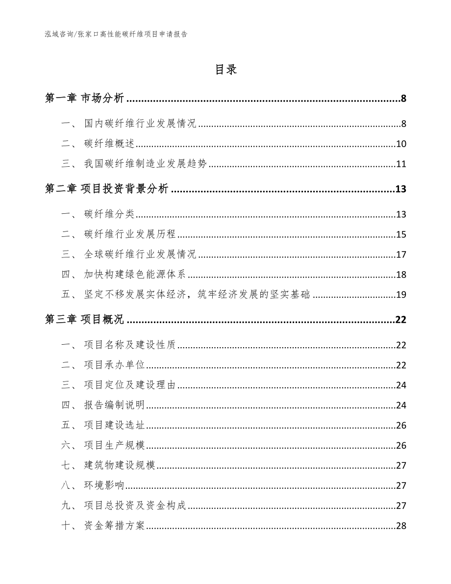 张家口高性能碳纤维项目申请报告【参考模板】_第1页