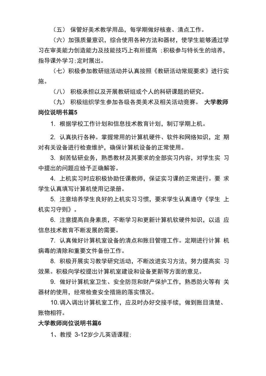 大学教师岗位说明书（通用15篇）_第5页