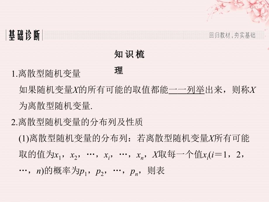 （全国通用版）2019版高考数学大一轮复习 第十一章 计数原理、概率、随机变量及其分布 第7节 离散型随机变量及其分布列课件 理 新人教B版_第3页