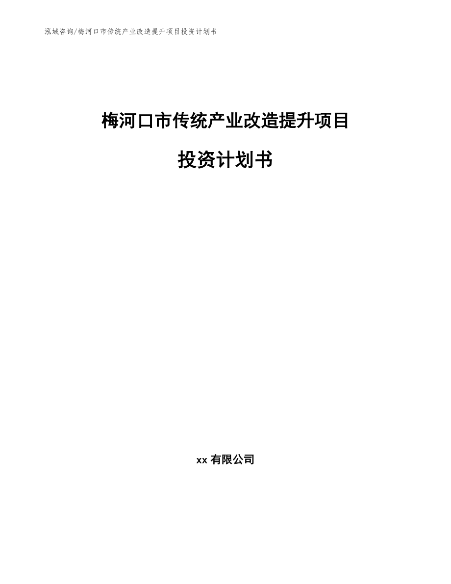 梅河口市传统产业改造提升项目投资计划书【模板】_第1页