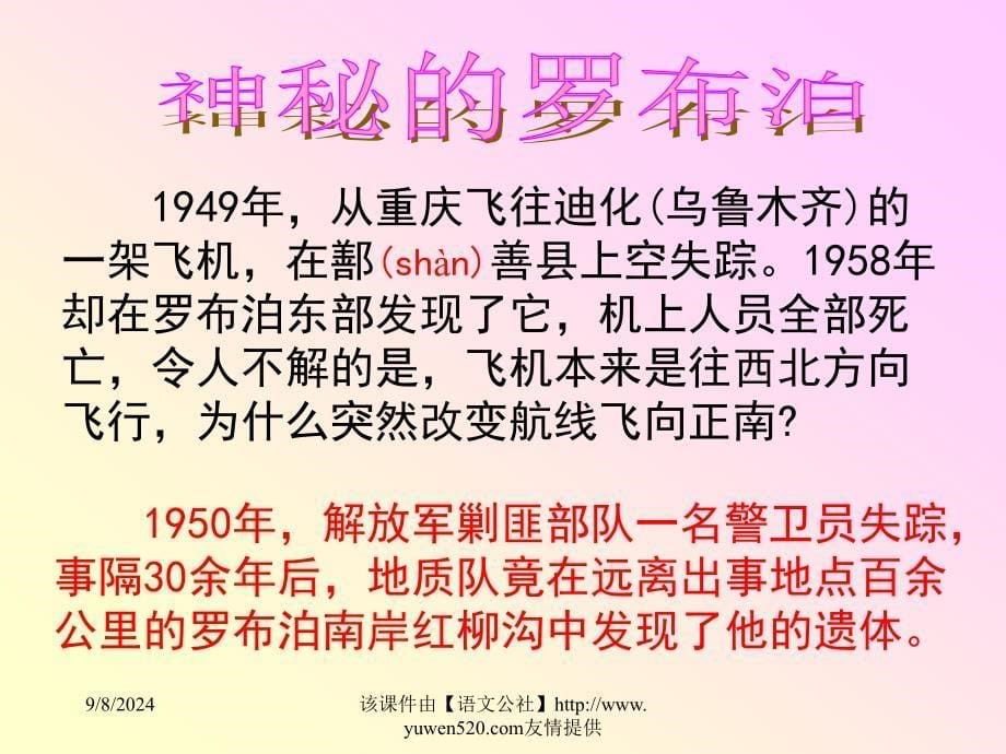 人教课标版八年级下册罗布泊消逝的仙湖教学课件_第5页