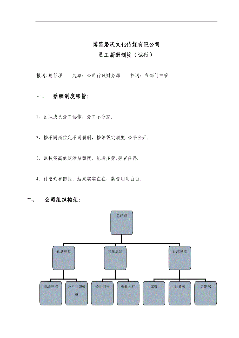 婚庆公司参考薪酬管理制度_第1页