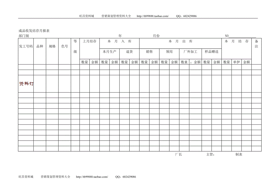 成品收发结存月报表_第1页
