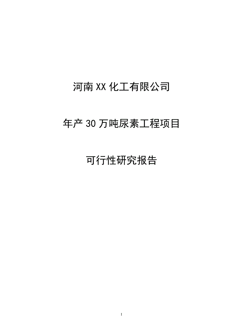 30万吨尿素工程建设项目可行性研究报告_第1页