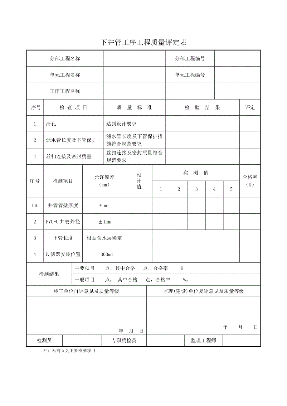 水源井单元工程综合质量评定表_第4页