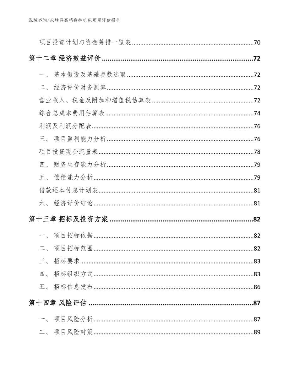 永胜县高档数控机床项目评估报告_模板_第5页