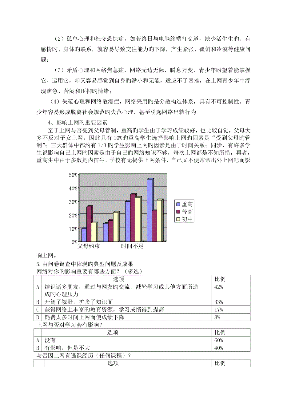 优秀的寒暑假调查汇总报告中学生上网心态问题调查_第3页