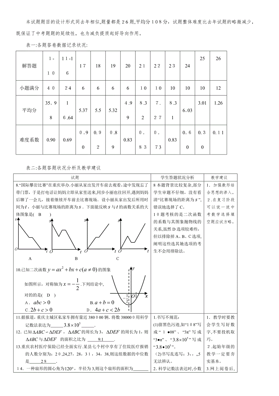 重庆市中考数学试卷分析_第4页