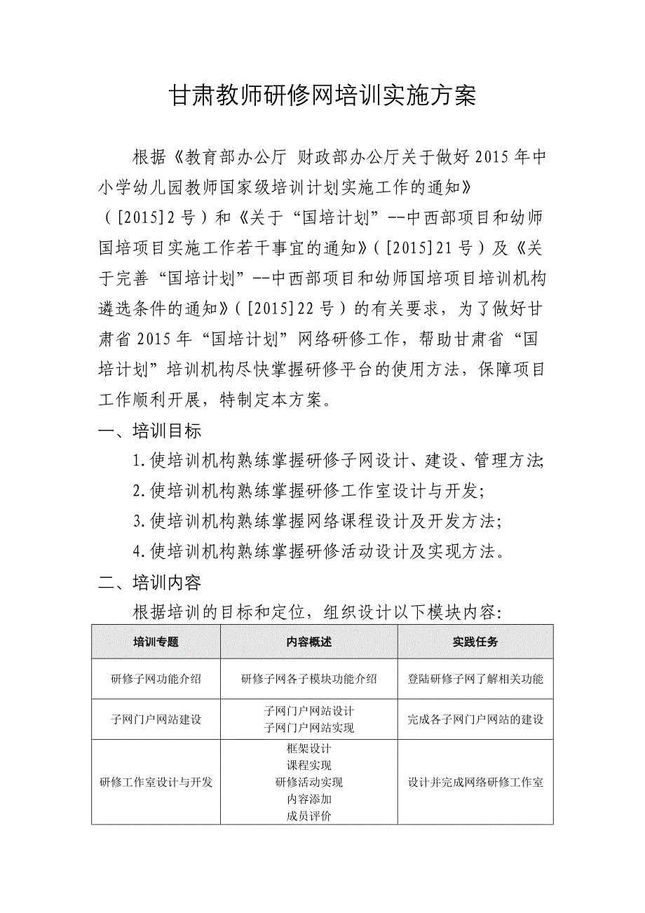 甘肃教师研修网培训实施方案_第1页