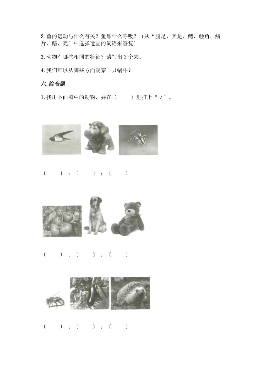 科学一年级下册第二单元《动物》测试卷有答案.docx_第4页