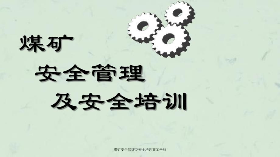 煤矿安全管理及安全培训霍尔辛赫课件_第1页