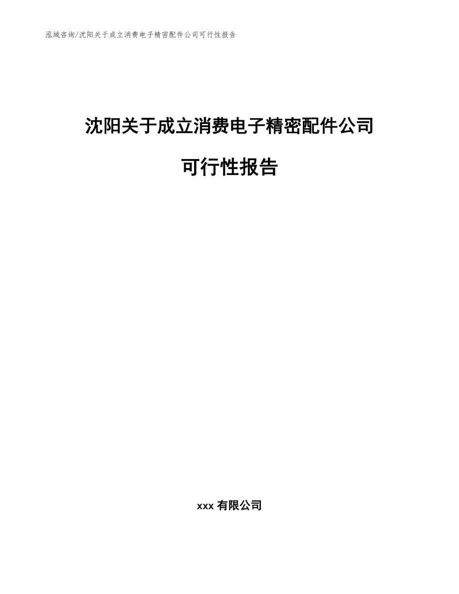 沈阳关于成立消费电子精密配件公司可行性报告（模板参考）_第1页