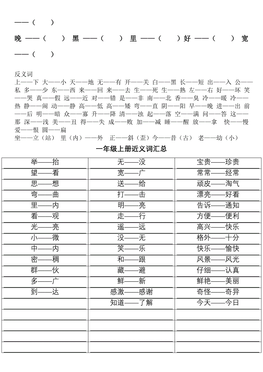 一年级上册加偏旁变新字-反义词-练习_第4页