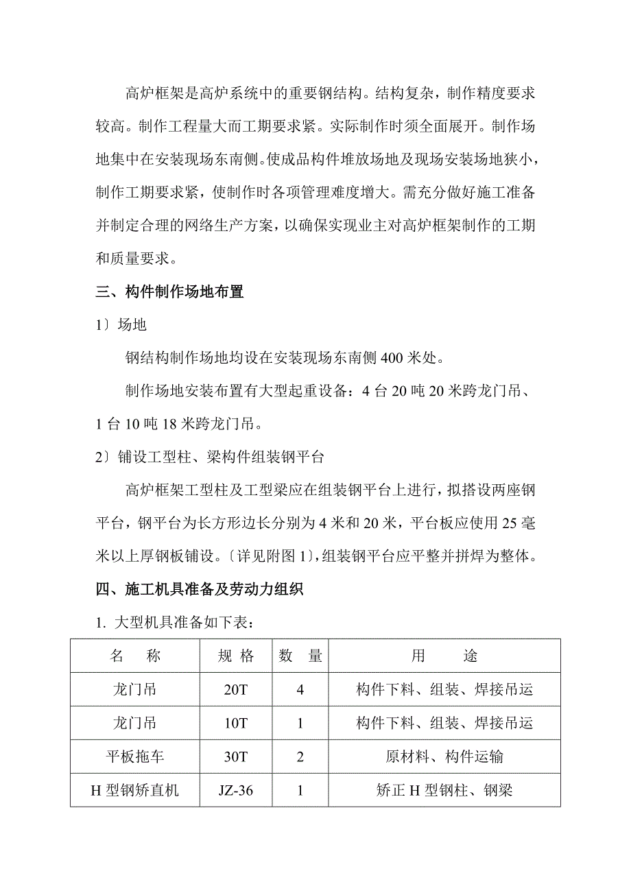 唐山恒安钢铁工程1080立高炉框架及平台施工方案_第4页