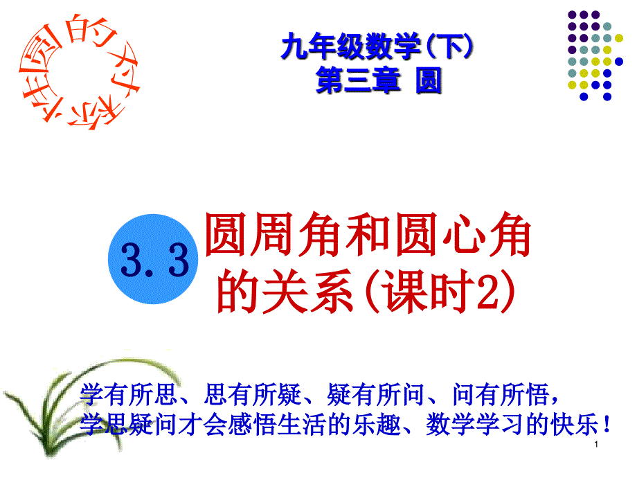 圆周角和圆心角的关系分享资料_第1页