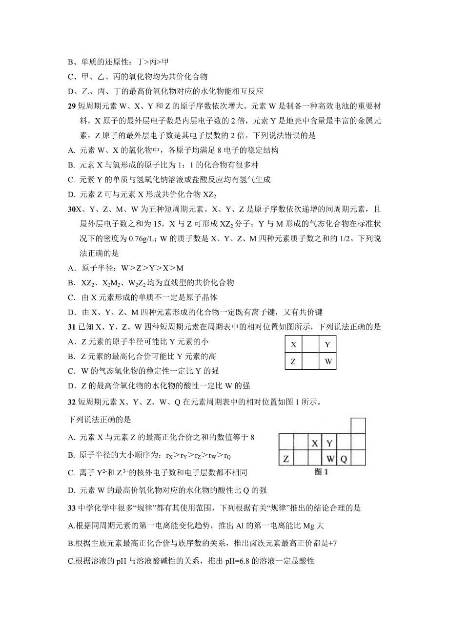 浙江省高考化学复习无机化学部分测试卷一_第5页