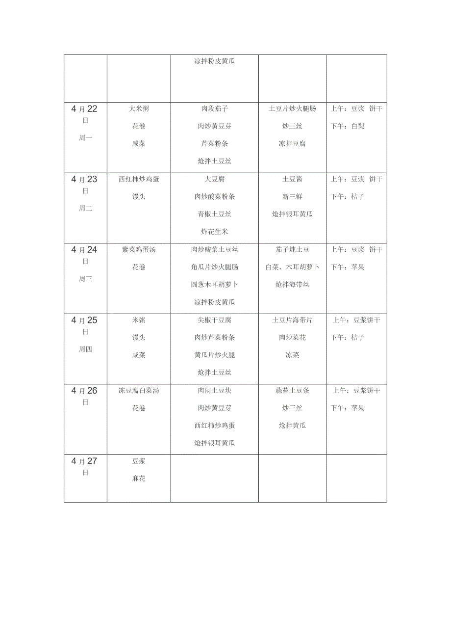 五常镇第二小学寄宿部食谱表_第2页