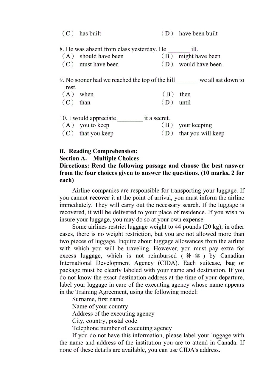 秘书英语3级试题2份_第4页