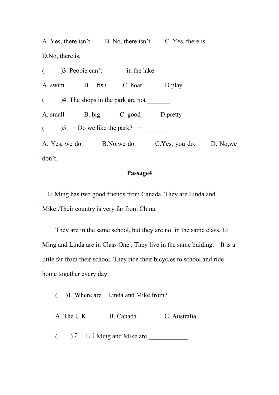 五年级阅读理解Grade 5_第3页