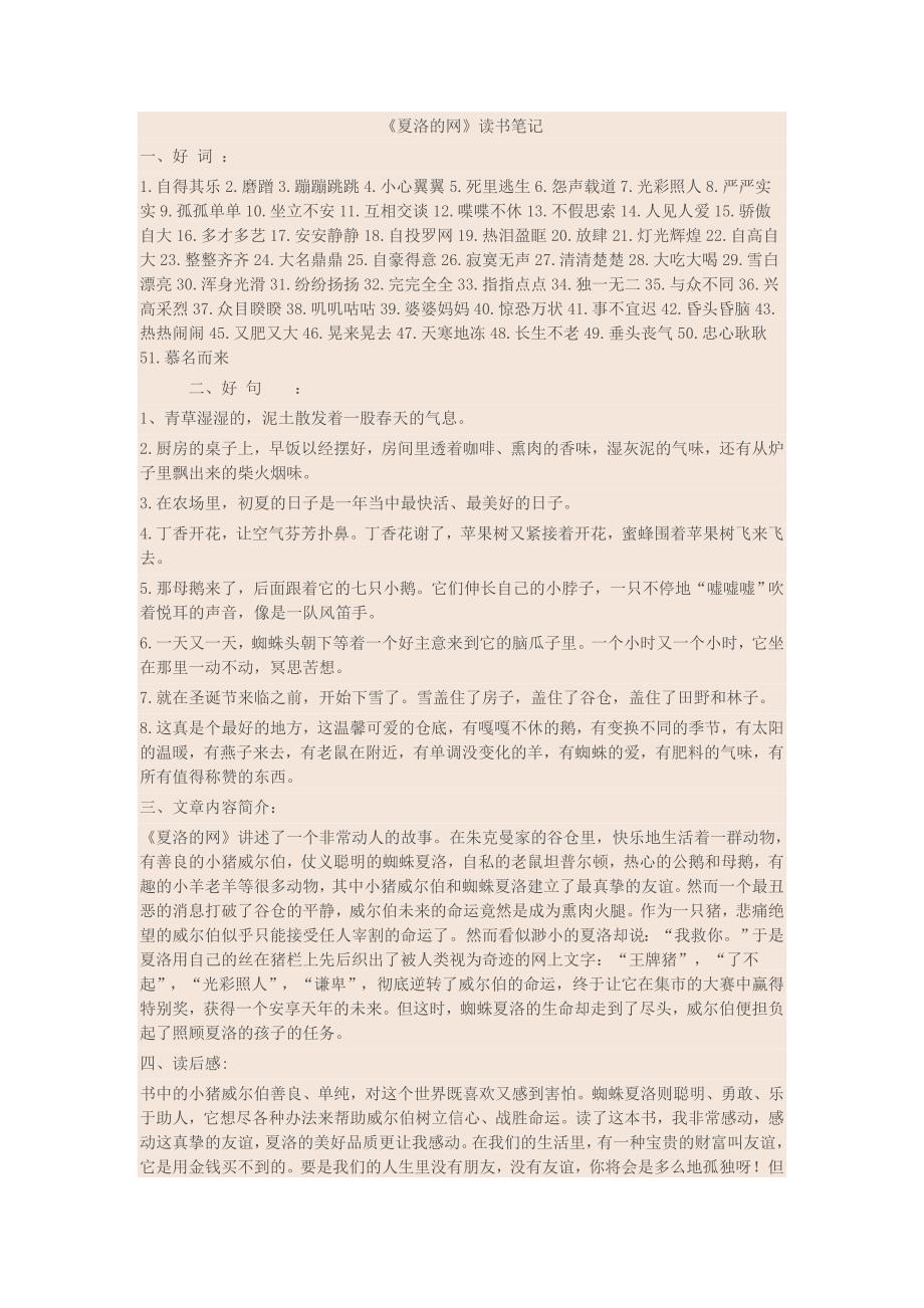 《夏洛的网》读书笔记_第1页