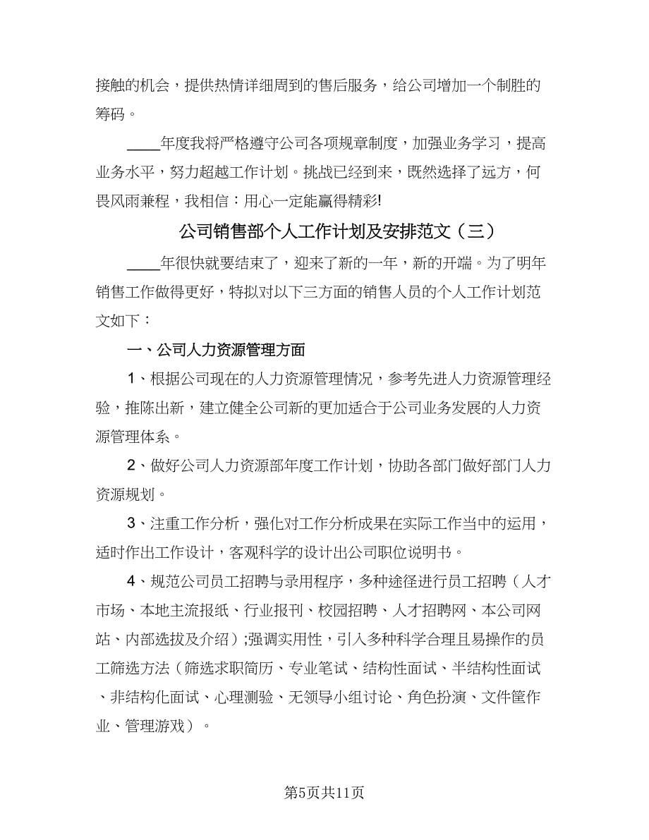 公司销售部个人工作计划及安排范文（四篇）.doc_第5页