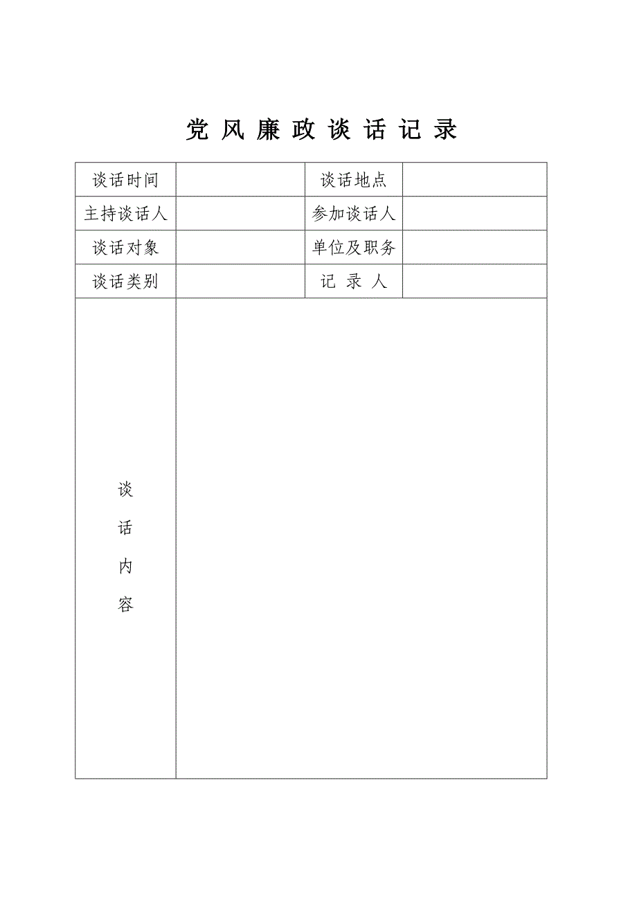 党风廉政谈话记录表格_第3页