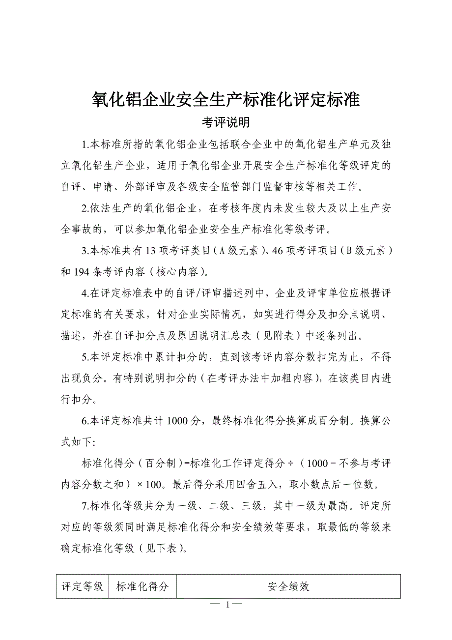 氧化铝企业安全生产标准化评定标准_第1页