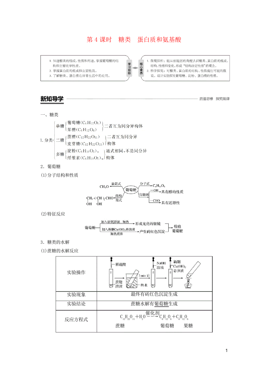 高中化学专题3有机化合物的获得与应用糖类蛋白质和氨基酸学案苏教版必修2_第1页