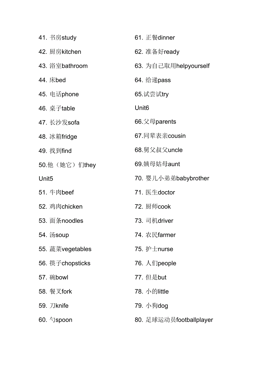 最新人教版四年级上册英语单词和重点句型_第2页