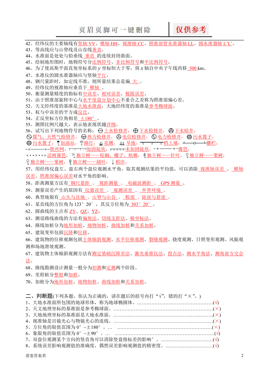 工程测量试题及答案[稻谷书苑]_第2页