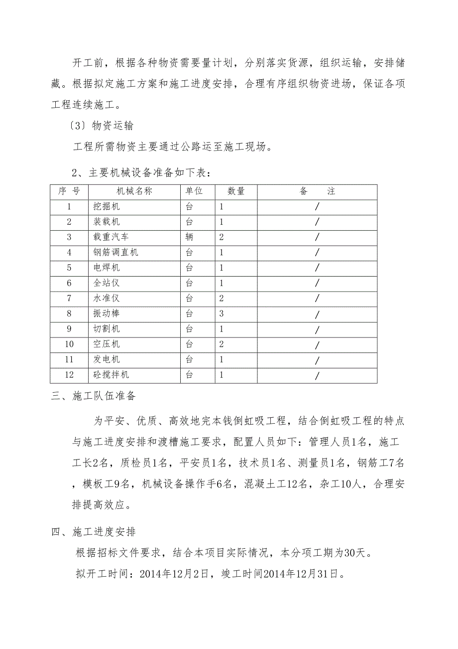 XX倒虹吸管工程施工组织设计方案(DOC 18页)_第4页