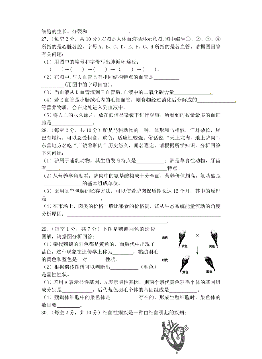 中考生物模拟测试试题(三)-新人教版_第4页