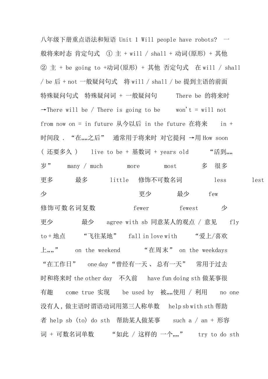 英语八年级下(人教版)第三单元重点知识总结_第1页