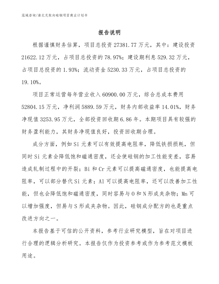 淮北无取向硅钢项目商业计划书【范文】_第2页