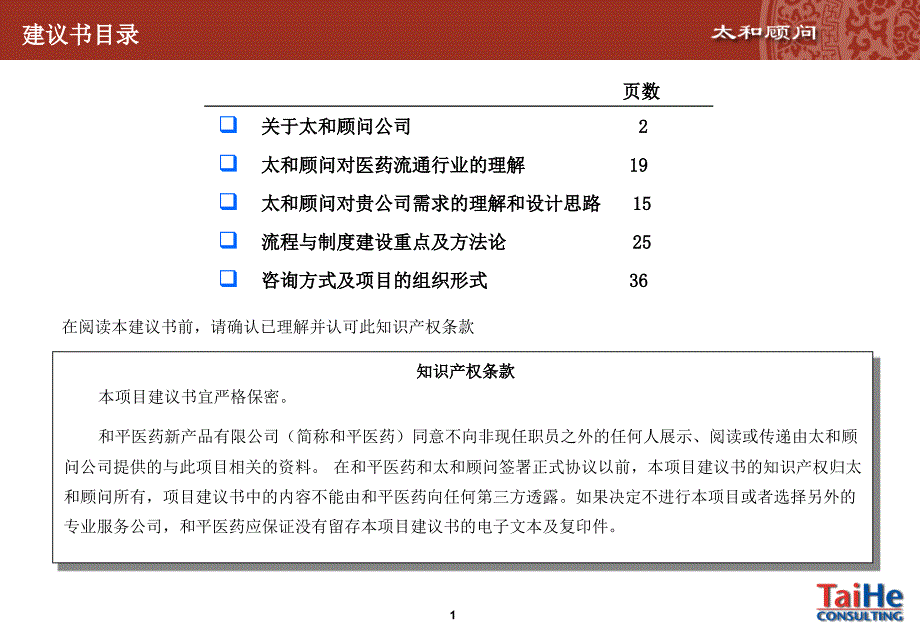 太和和平医药新产品有限公司流程优化咨询项目建议书.ppt_第2页